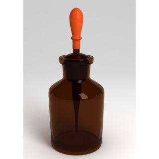 FRASCO VIDRO CONTA-GOTAS ÂMBAR COM PIPETA ESMERILHADA E TETINA DE BORRACHA 60ML