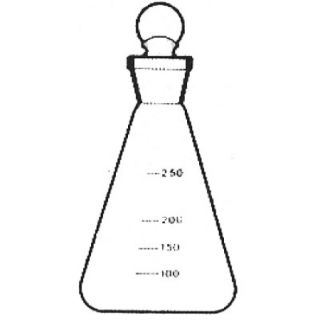 FRASCO ERLENMEYER VIDRO GRADUADO COM ROLHA DE VIDRO 300ML