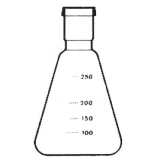 FRASCO ERLENMEYER VIDRO GRADUADO COM JUNTA ESMERILHADA 24/40 250ML