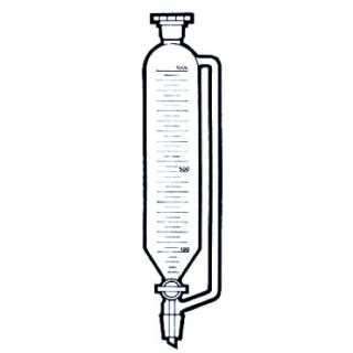 FUNIL SEPARACAO E ADICAO (TIPO CILINDRICO) GRADUADO, JUNTA 24/40, EQUALIZADOR, ROLHA POLI E TORNEIRA TEFLON 2000ML
