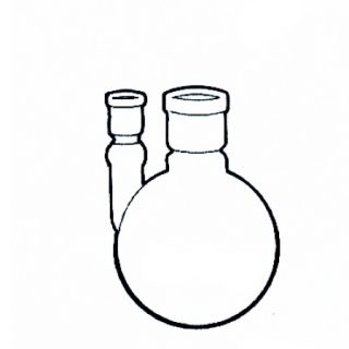 BALÃO FUNDO REDONDO 2 BOCAS COM JUNTA ESMERILHADA 14/20 PARALELAS 10ML