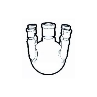 BALÃO FUNDO REDONDO 5 BOCAS COM JUNTA ESMERILHADA 1 CENTRAL E LATERAIS ANGULARES 3000ML