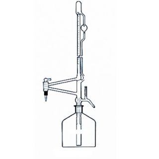 BURETA AUTOMÁTICA INCOLOR 3 VIAS TORNEIRAS DE VIDRO E FRASCO DE 1L 5ML