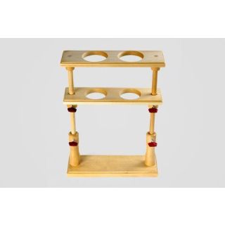 Suporte Para Funil Com Duas Prateleiras Em Madeira Orificio 60Mm - Capacidade 4 Funis