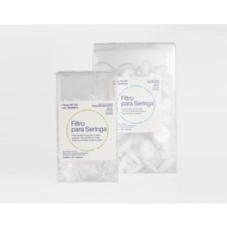 Filtro Para Seringa H-PTFE(Teflon Hidrofilizado),Carcaça em PP, Diâmetro 25mm,Poro 0,22µm 100Un