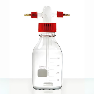 Frasco Lavador Tipo Dreschel Com Frasco Graduado Com Placa Porosa (Lavador De Gases) 500ml (Drechsel)