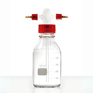 Frasco Lavador Tipo Dreschel Com Frasco Graduado Sem Placa Porosa (Lavador De Gases) 500ml (Drechsel)