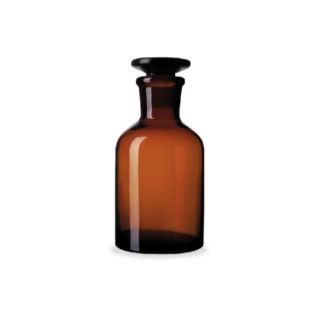 FRASCO REAGENTE ALCALINO ÂMBAR BOCA ESTREITA COM ROLHA DE VIDRO 1000ML