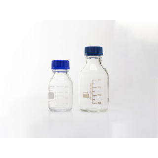 Frasco Reagente Vidro Borosilicato Incolor Graduado com Tampa Rosca Azul Anti Gota Autoclavavel 1000ml