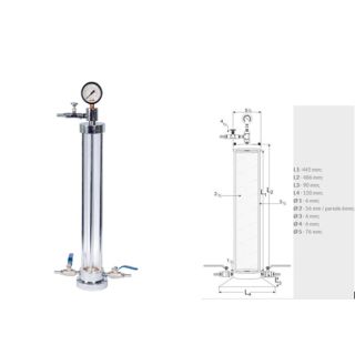 Tubo De Lucite Com Proteção Metálica E Manômetro Para Densímetro GLP