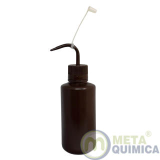 Pissete / Frasco Lavador sem Graduacao Cor Ambar Capacidade 250mL - Bico Curvo