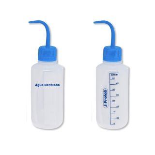 PISSETE / FRASCO LAVADOR ESPECIFICO PARA PEROXIDO DE HIDROGENIO GRADUADO CAPACIDADE 500ML - BICO CURVO - J.PROLAB