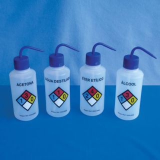 PISSETE / FRASCO LAVADOR COM CLASSIFICAÇÃO DE RISCO XILENO CAPACIDADE 500ML - BICO CURVO