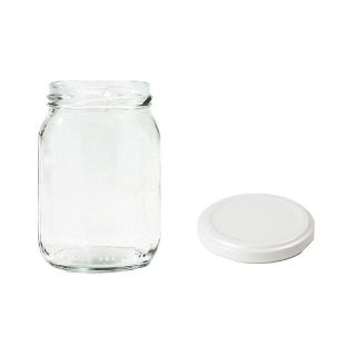 Pote De Vidro Incolor Com Tampa Metálica Branca 150mL