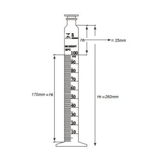 Proveta De Vidro Graduada Base Sextavada De Vidro Com Rolha Vidro Capacidade 100mL Atende Portaria Do Inmetro N°528