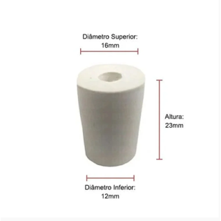 Rolha Borracha Com Furo Nº 03 (Ø Superior 16Mm - Ø Inferior 12Mm - Altura 23Mm)