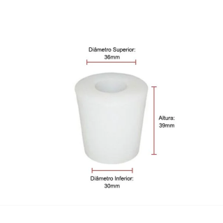 Rolha Silicone Com Furo Nº 11 (Ø Superior 36Mm - Ø Inferior 30Mm - Altura 39Mm)
