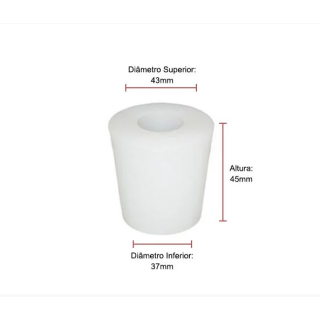 Rolha Silicone Com Furo Nº 13 (Ø Superior 43Mm - Ø Inferior 37Mm - Altura 45Mm)
