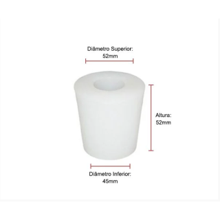 Rolha Silicone Com Furo Nº 14 (Ø Superior 52Mm - Ø Inferior 45Mm - Altura 52Mm)