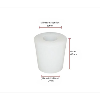 Rolha Silicone Com Furo Nº 17 (Ø Superior 69Mm - Ø Inferior 57Mm - Altura 67Mm)