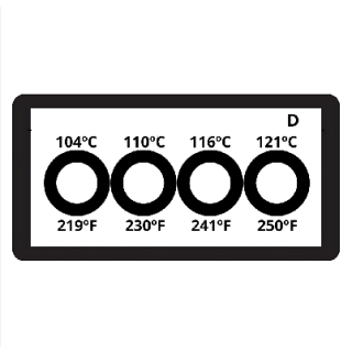 Termopaper 104°C a 121°C 4 Niveis PCT 10UN (fita Termometrica/fita Termica/fita Adesiva para Medir Temperatura) - MH3