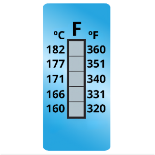 Termopaper 160°C a 182°C 5 Niveis PCT 10UN (fita Termometrica/fita Termica/fita Adesiva para Medir Temperatura) - MH3