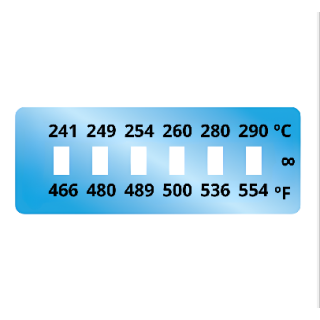 Termopaper 241°C a 290°C 6 Niveis PCT 10UN (fita Termometrica/fita Termica/fita Adesiva para Medir Temperatura) - MH3