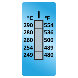 Termopaper 249°C a 290°C 5 Niveis PCT 10UN (fita Termometrica/fita Termica/fita Adesiva para Medir Temperatura) - MH3